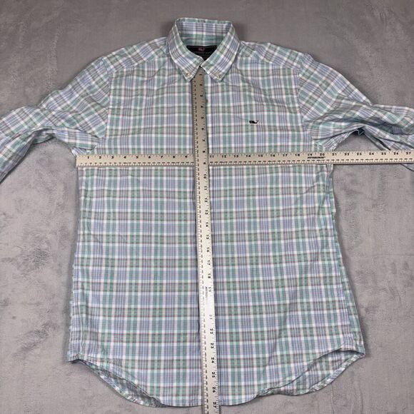 Vineyard Vines Slim Fit Whale Shirt Mens M Tartan Plaid Button Up Long Sleeve - Picture 4 of 7